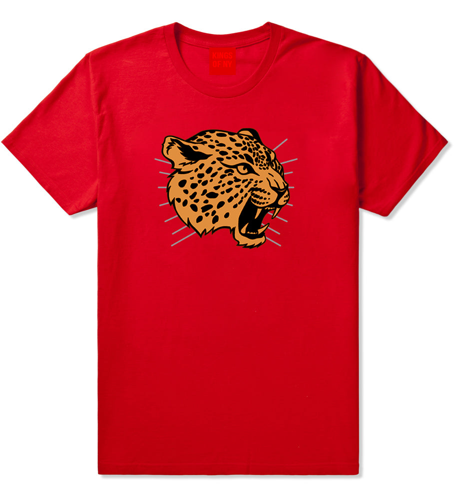 Jaguar Print Mens T Shirt Red