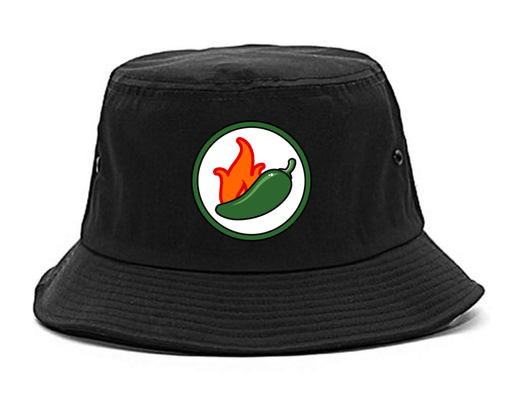 Jalapeno Hot Pepper Chest Mens Snapback Hat Black