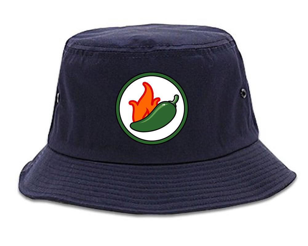 Jalapeno Hot Pepper Chest Mens Snapback Hat Navy Blue