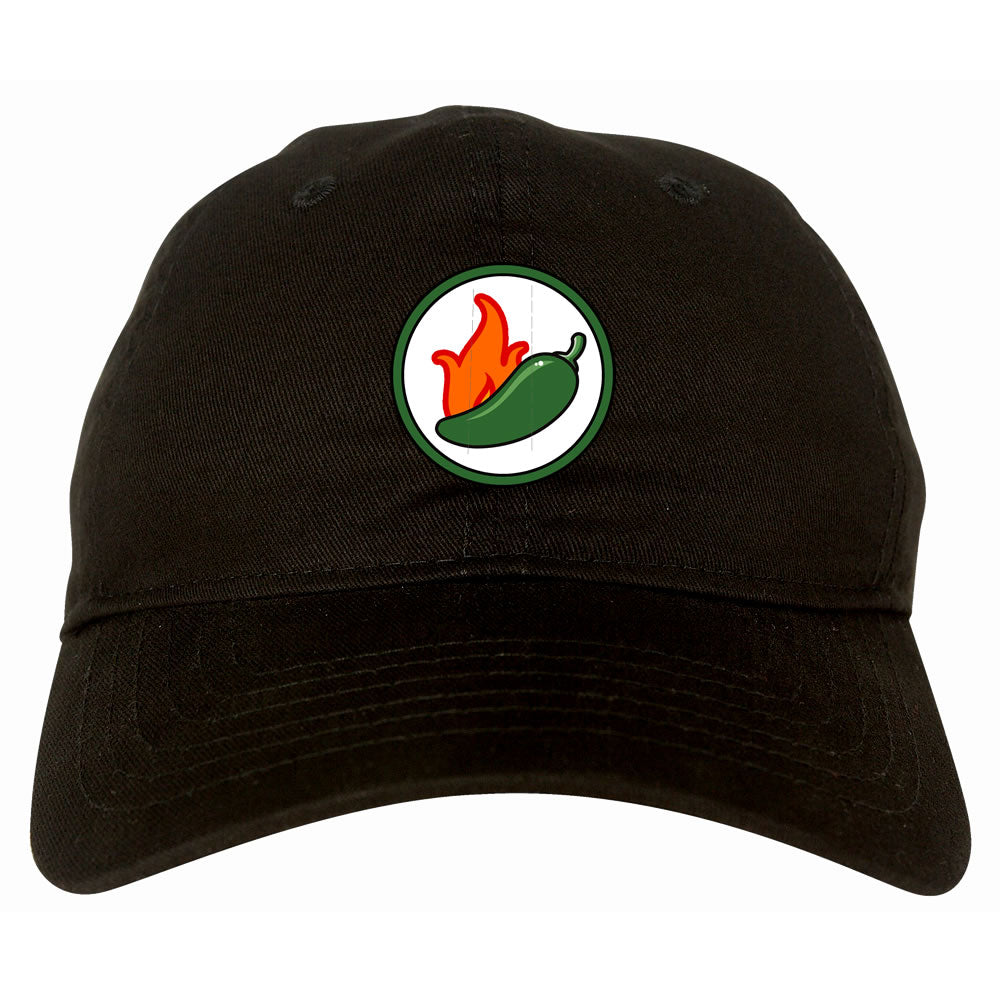 Jalapeno Hot Pepper Chest Mens Dad Hat Baseball Cap Black