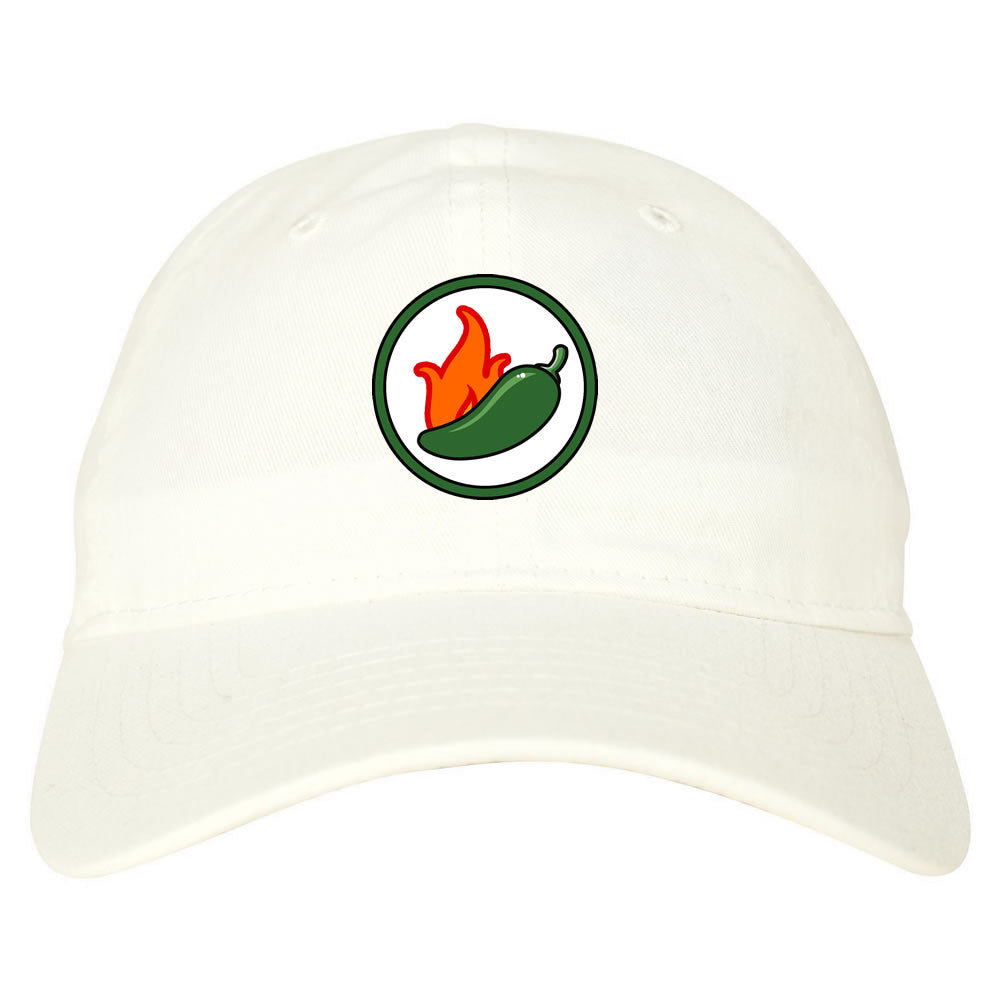 Jalapeno Hot Pepper Chest Mens Dad Hat Baseball Cap White