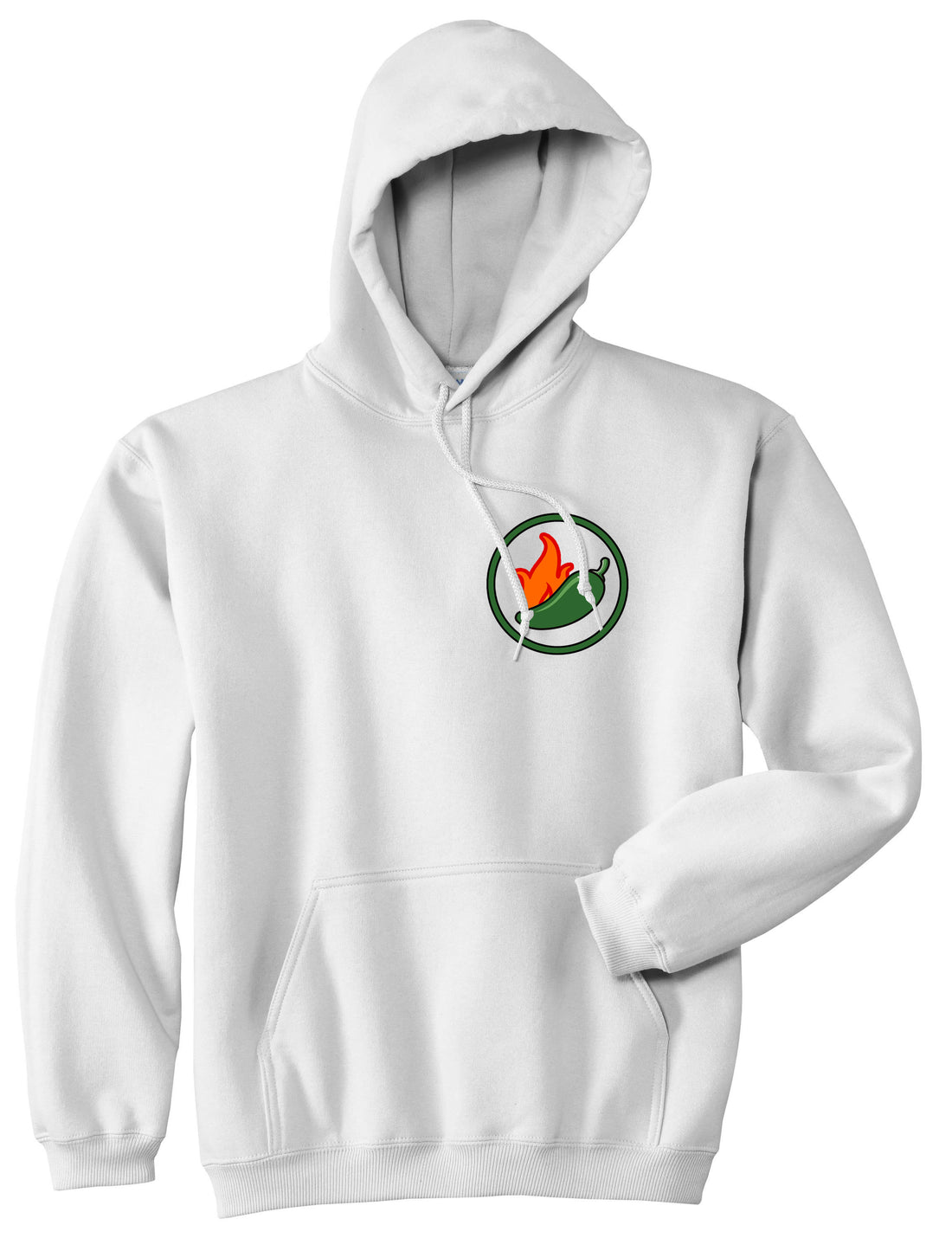 Jalapeno Hot Pepper Chest Mens Pullover Hoodie White