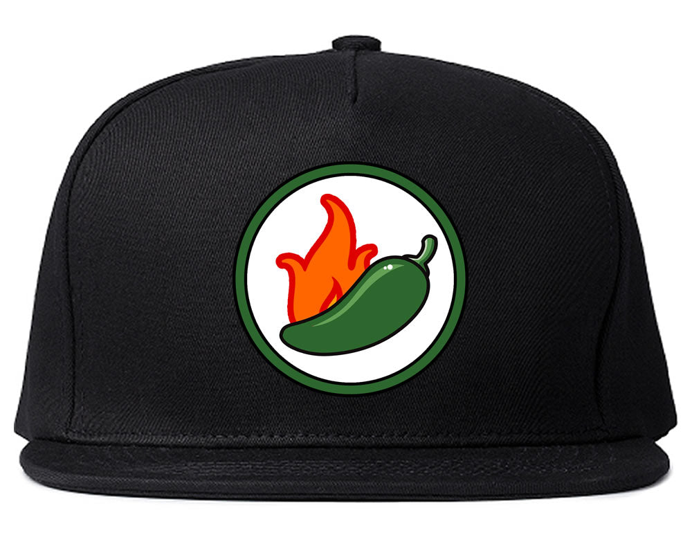 Jalapeno Hot Pepper Chest Mens Snapback Hat Black