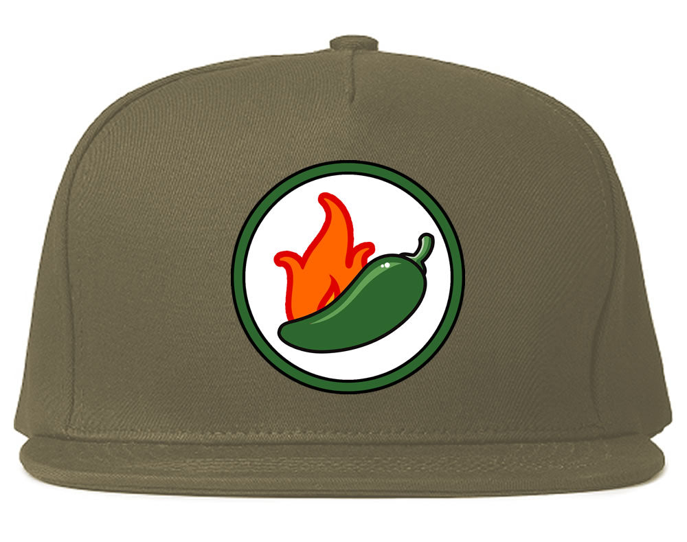 Jalapeno Hot Pepper Chest Mens Snapback Hat Grey
