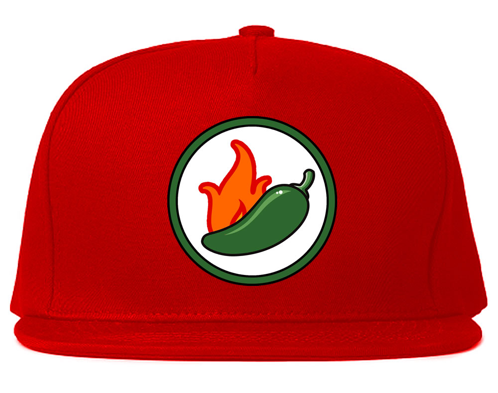 Jalapeno Hot Pepper Chest Mens Snapback Hat Red