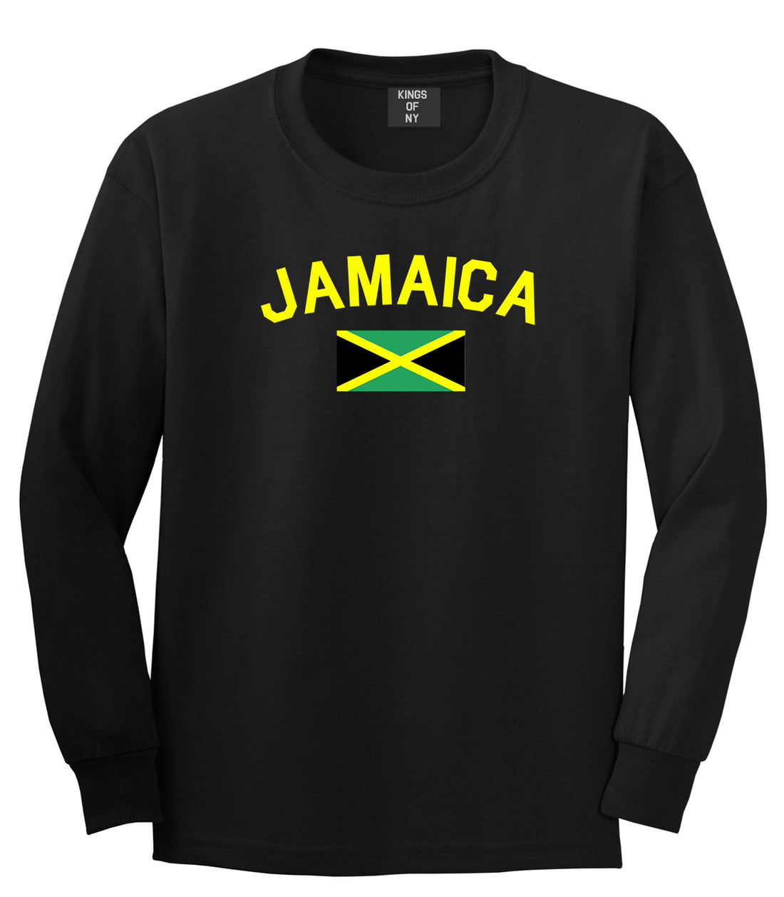 Jamaica With Jamaican Flag Mens Long Sleeve T-Shirt Black