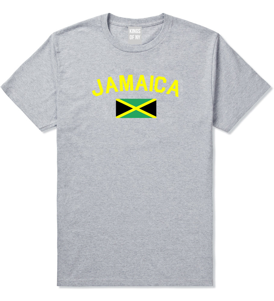Jamaica With Jamaican Flag Mens T Shirt Grey