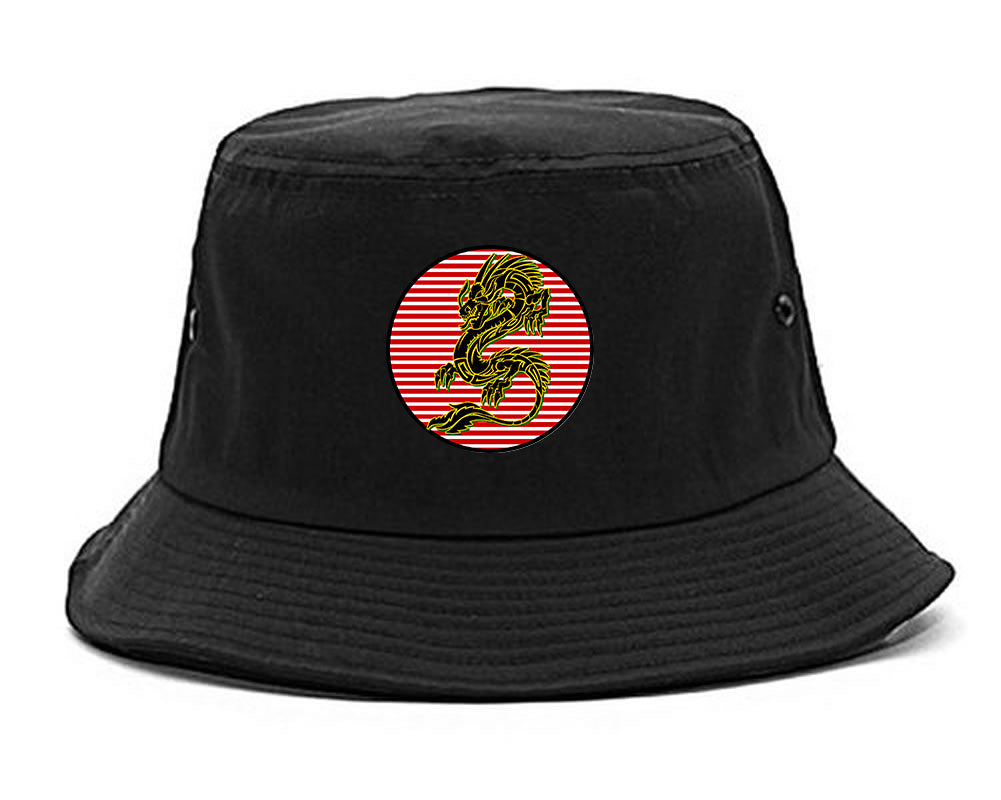 Japanese Dragon Red Sun Mens Snapback Hat Black
