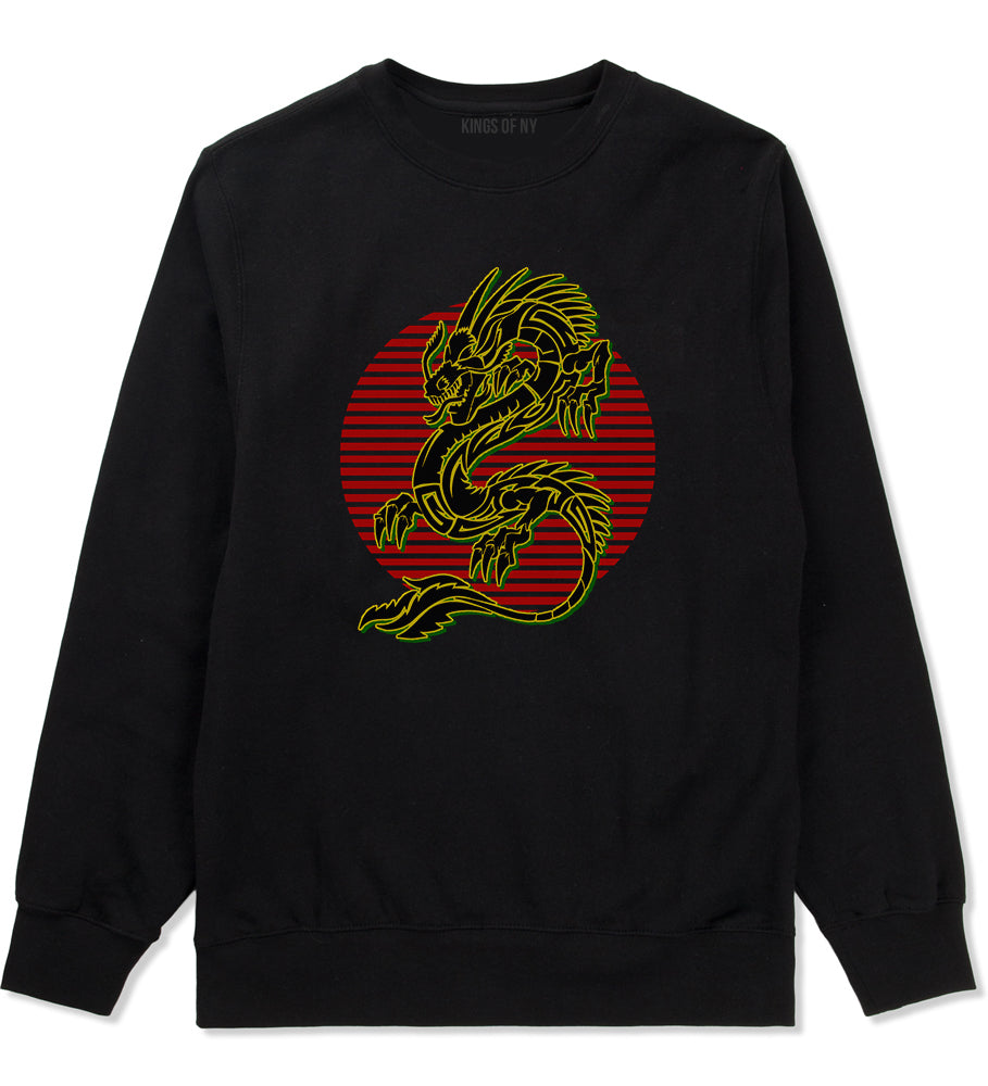 Japanese Dragon Red Sun Mens Crewneck Sweatshirt Black