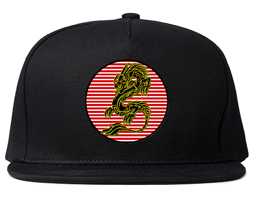 Japanese Dragon Red Sun Mens Snapback Hat Black