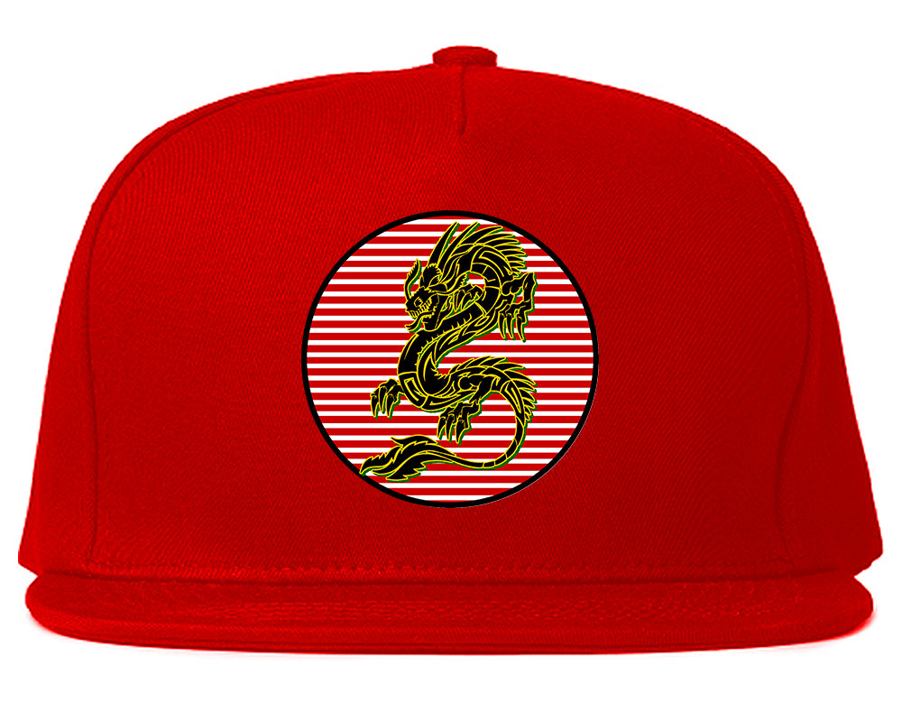 Japanese Dragon Red Sun Mens Snapback Hat Red