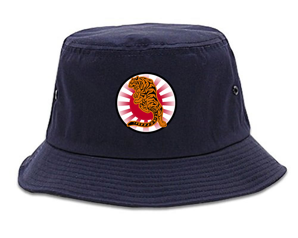 Japanese Tiger Rising Sun Mens Snapback Hat Navy Blue