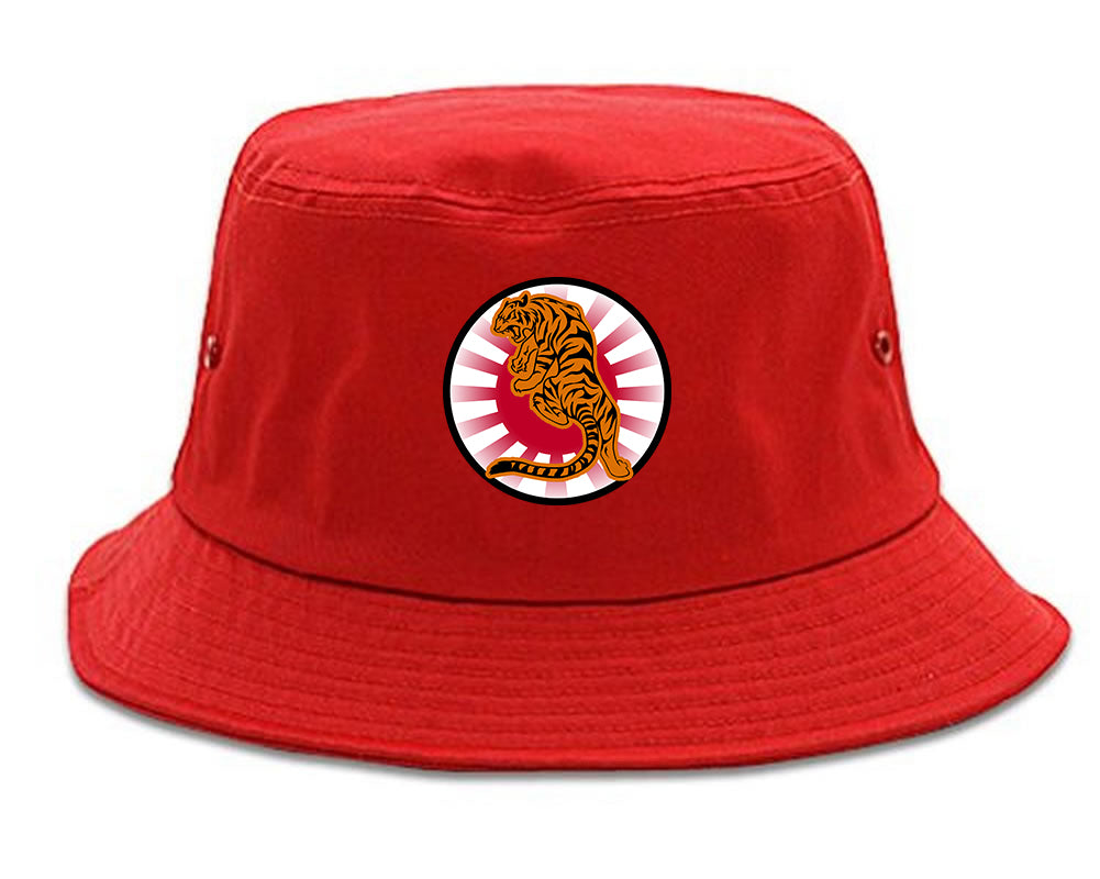 Japanese Tiger Rising Sun Mens Snapback Hat Red