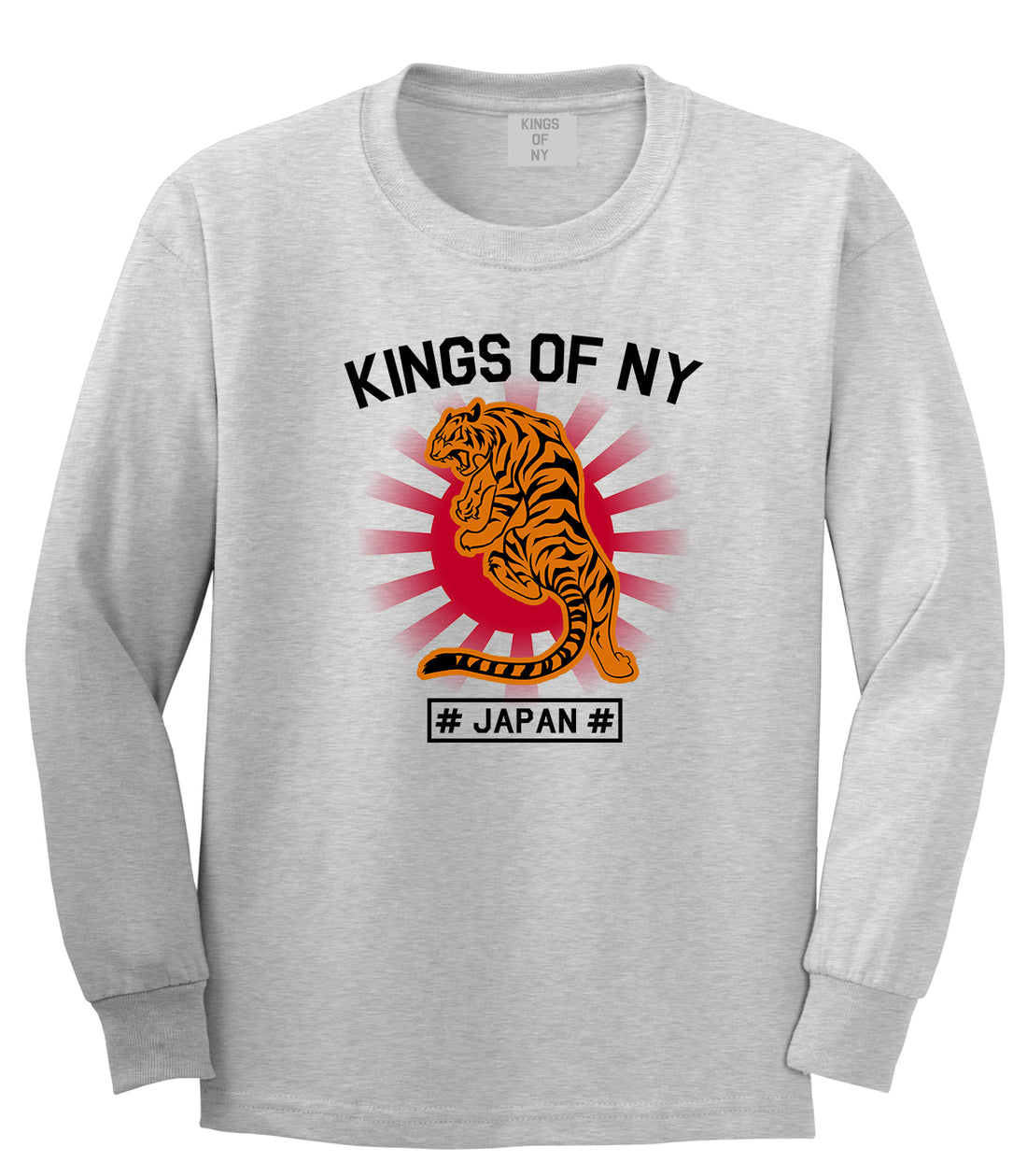 Japanese Tiger Rising Sun Mens Long Sleeve T-Shirt by Kings Of NY