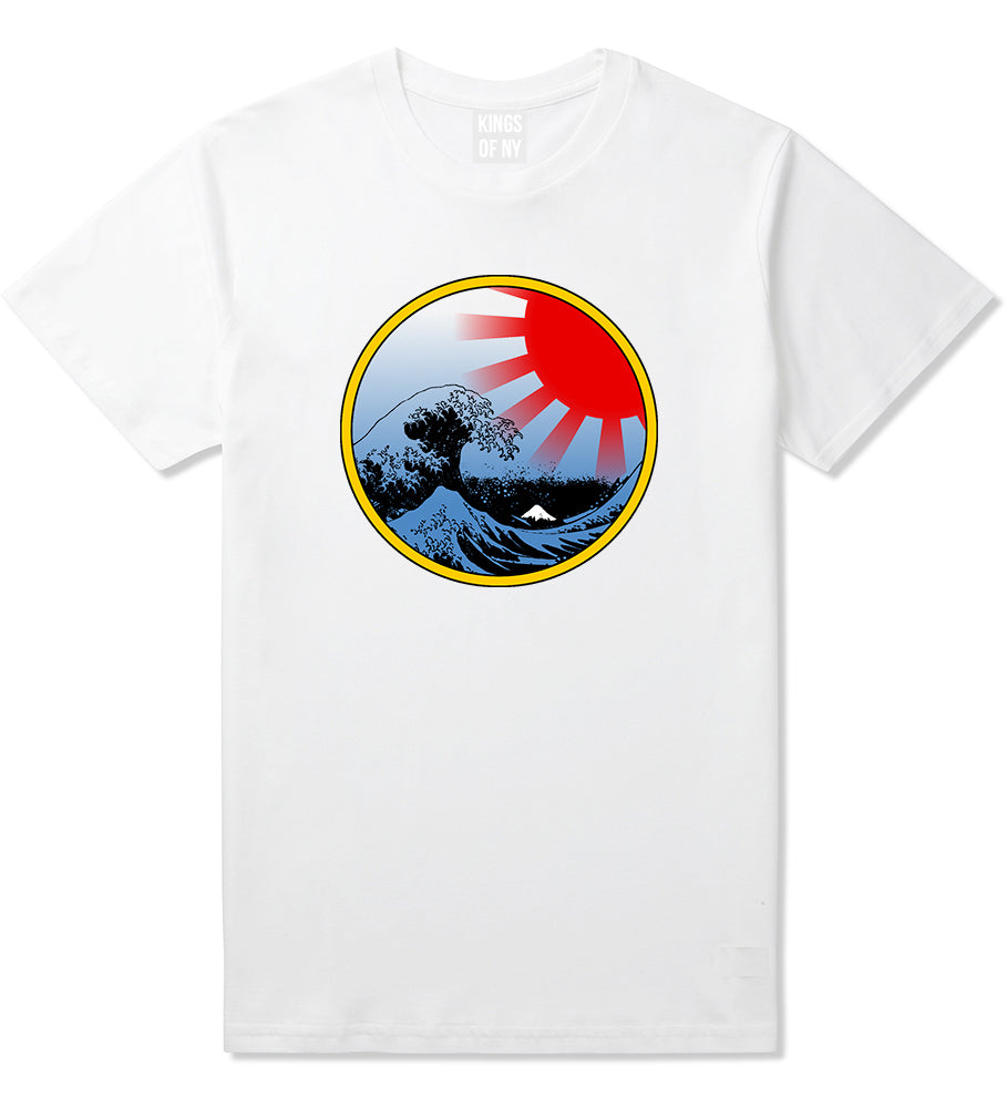 Japanese Wave Print Mens T Shirt White