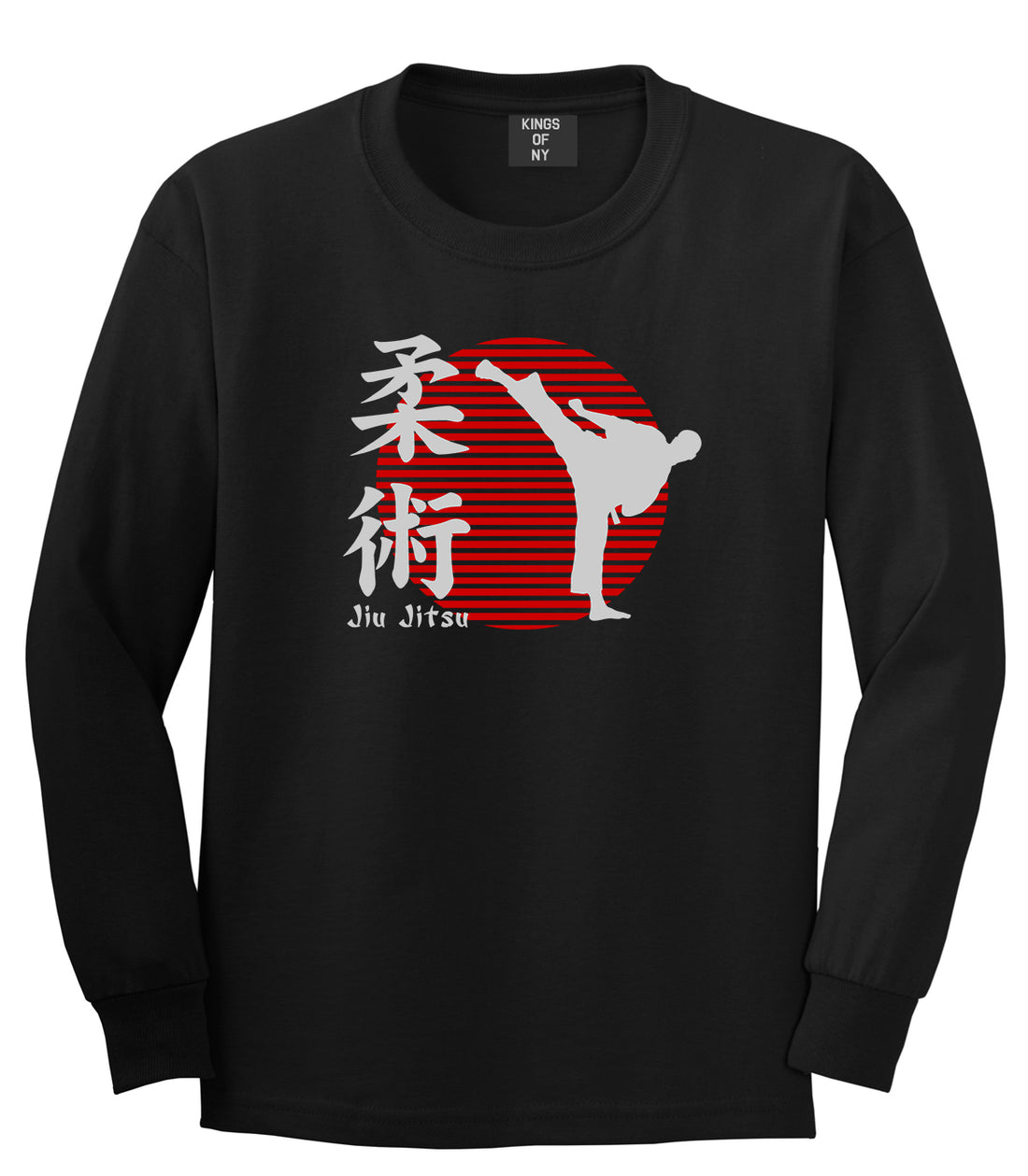 Jiu Jitsu Fighter Mens Long Sleeve T-Shirt Black