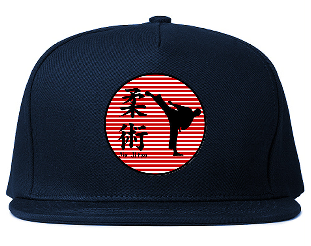 Jiu Jitsu Fighter Mens Snapback Hat Navy Blue