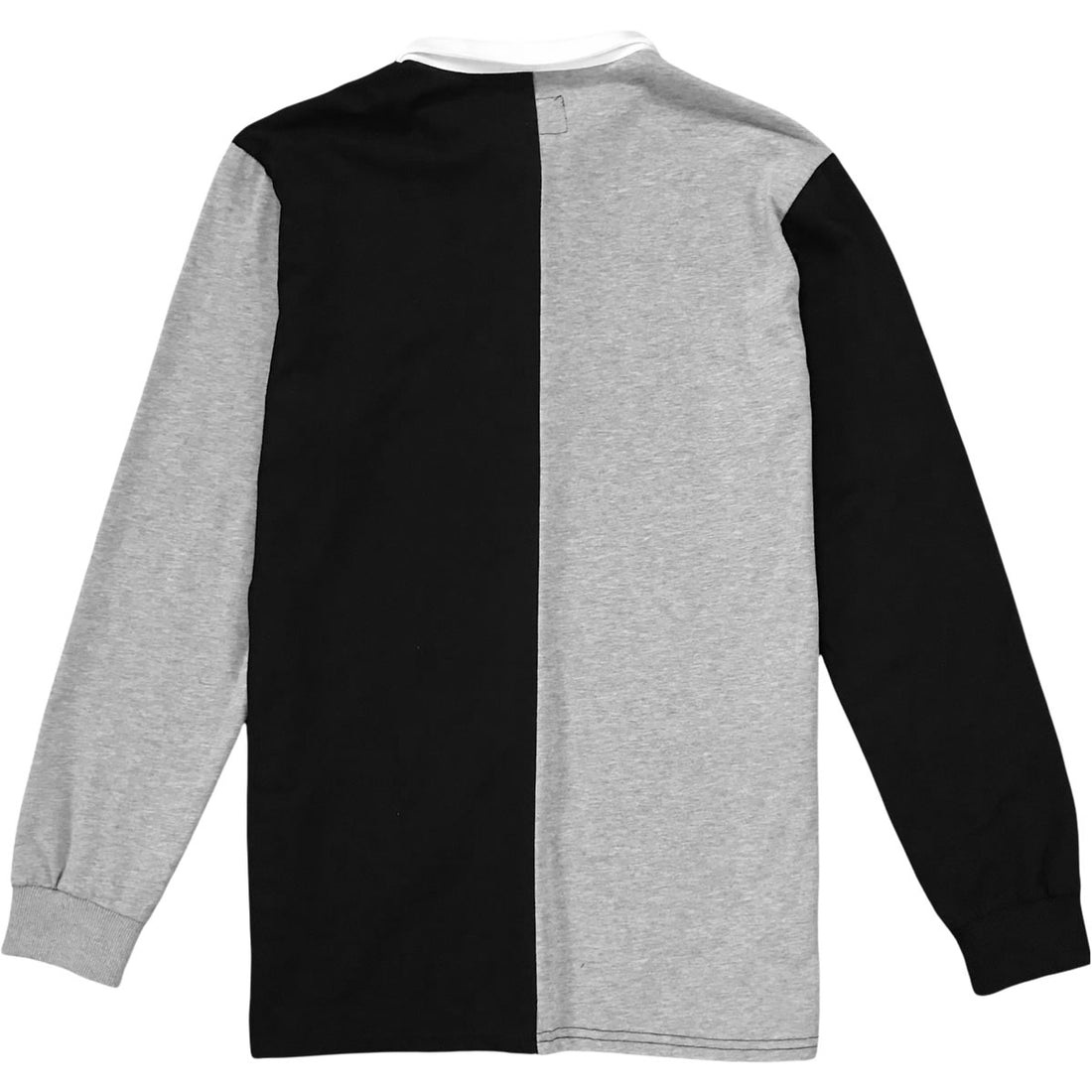 Black And Grey Two Tone Split Long Sleeve Rugby Shirt Back