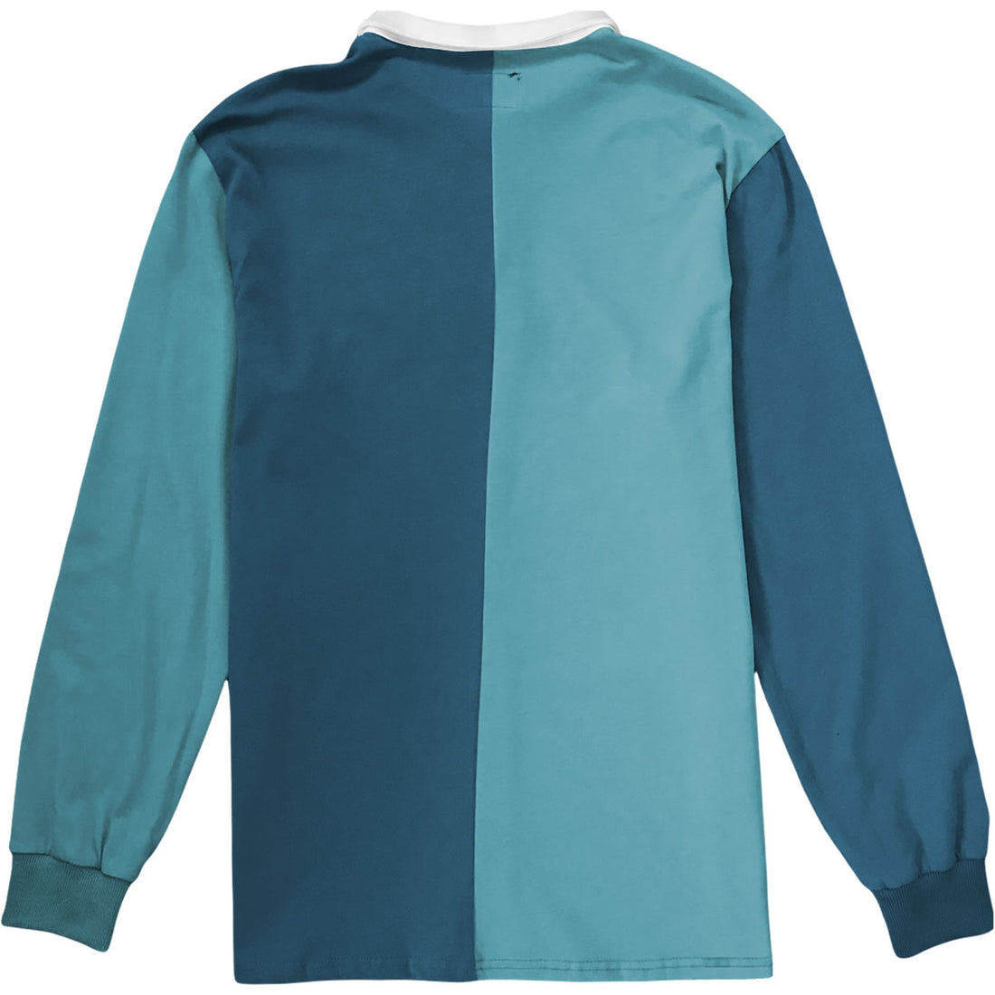 Dusty Blue And Light Blue Two Tone Split Long Sleeve Rugby Shirt Back