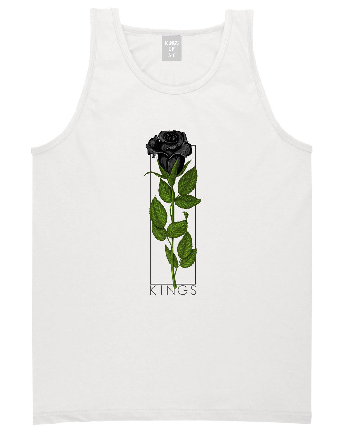 KINGS Black Roses Tank Top in White