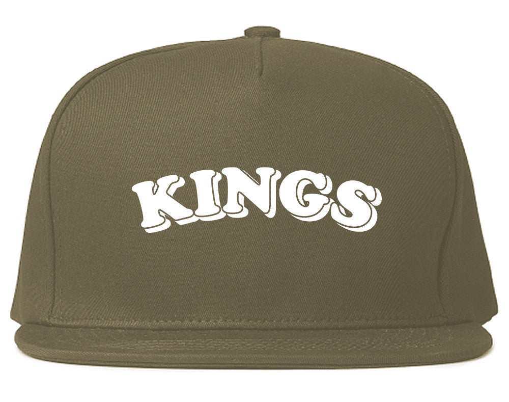 KINGS Bubble Letters Snapback Hat Cap in Grey