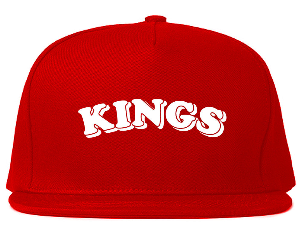 KINGS Bubble Letters Snapback Hat Cap in Red