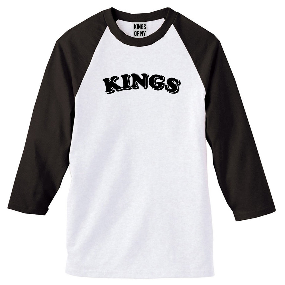 KINGS Bubble Letters 3/4 Sleeve Raglan T-Shirt in White
