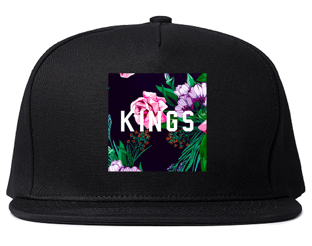 KINGS Floral Box Snapback Hat Cap in Black