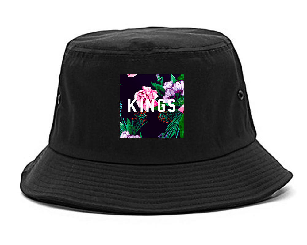 KINGS Floral Box Bucket Hat in Black