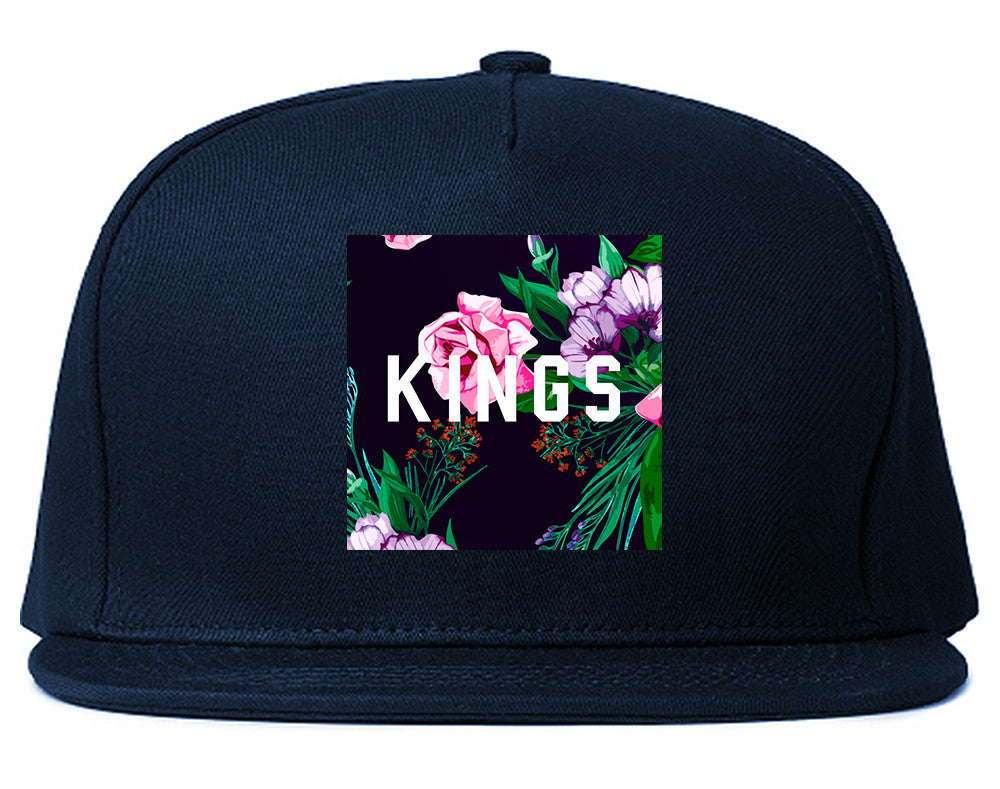 KINGS Floral Box Snapback Hat Cap in Blue
