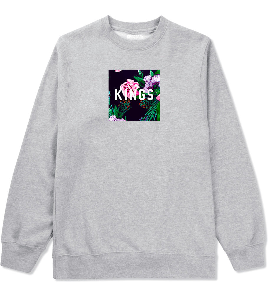 KINGS Floral Box Crewneck Sweatshirt in Grey