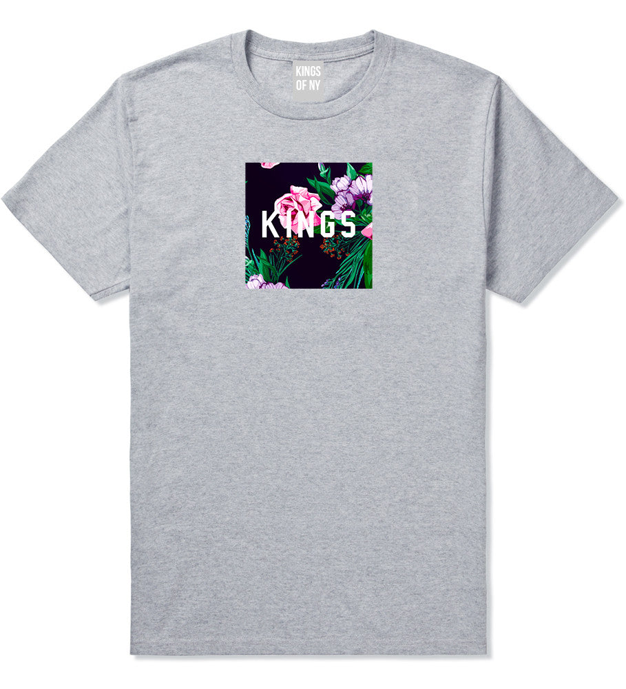 KINGS Floral Box T-Shirt in Grey