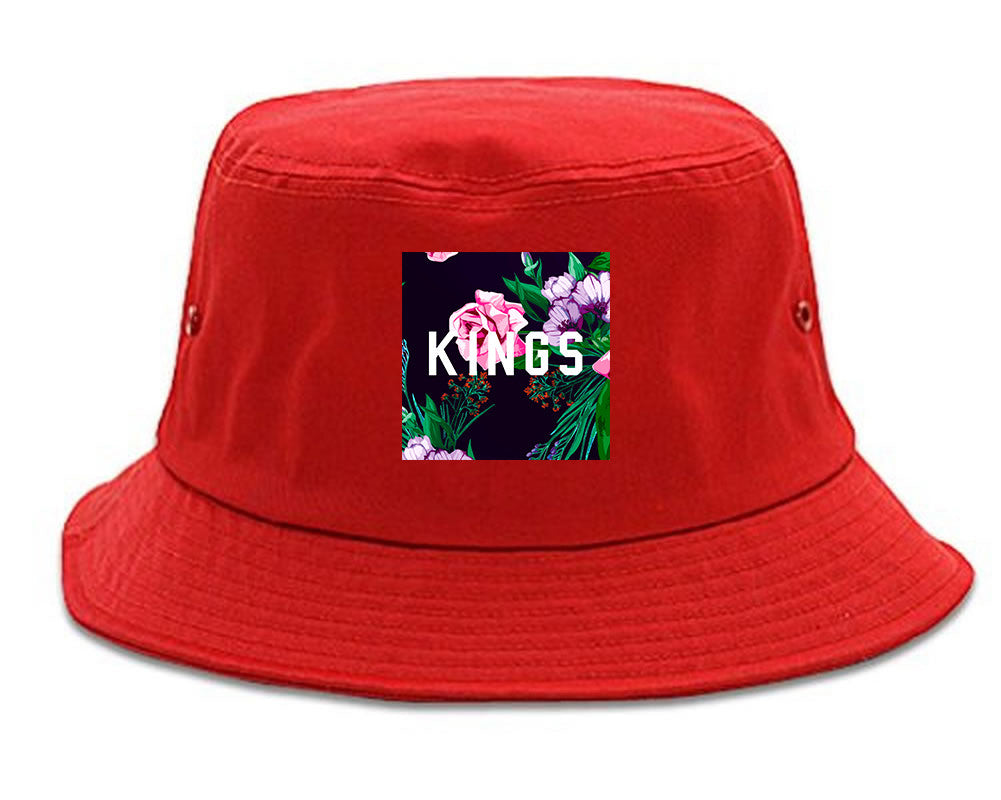 KINGS Floral Box Bucket Hat in Red