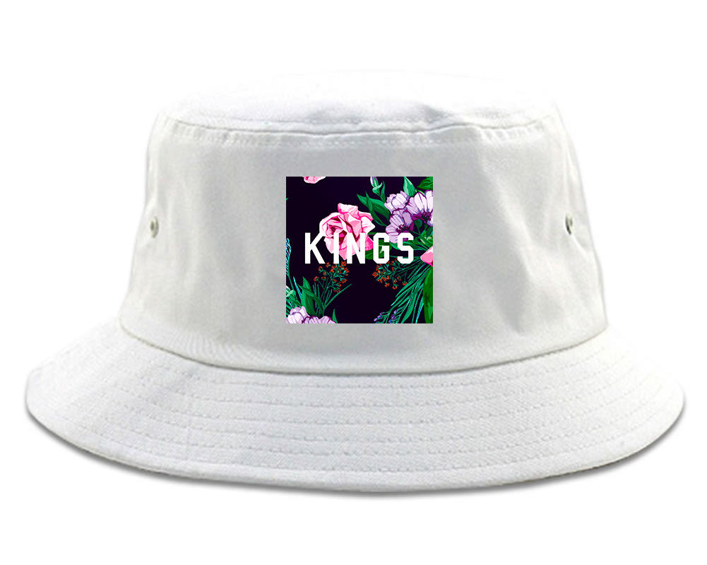 KINGS Floral Box Bucket Hat in White