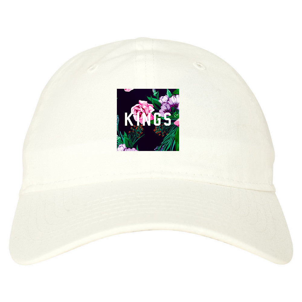 KINGS Floral Box Dad Hat in White