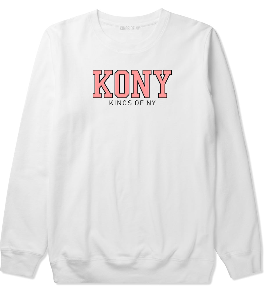 KONY College Mens Crewneck Sweatshirt White by Kings Of NY