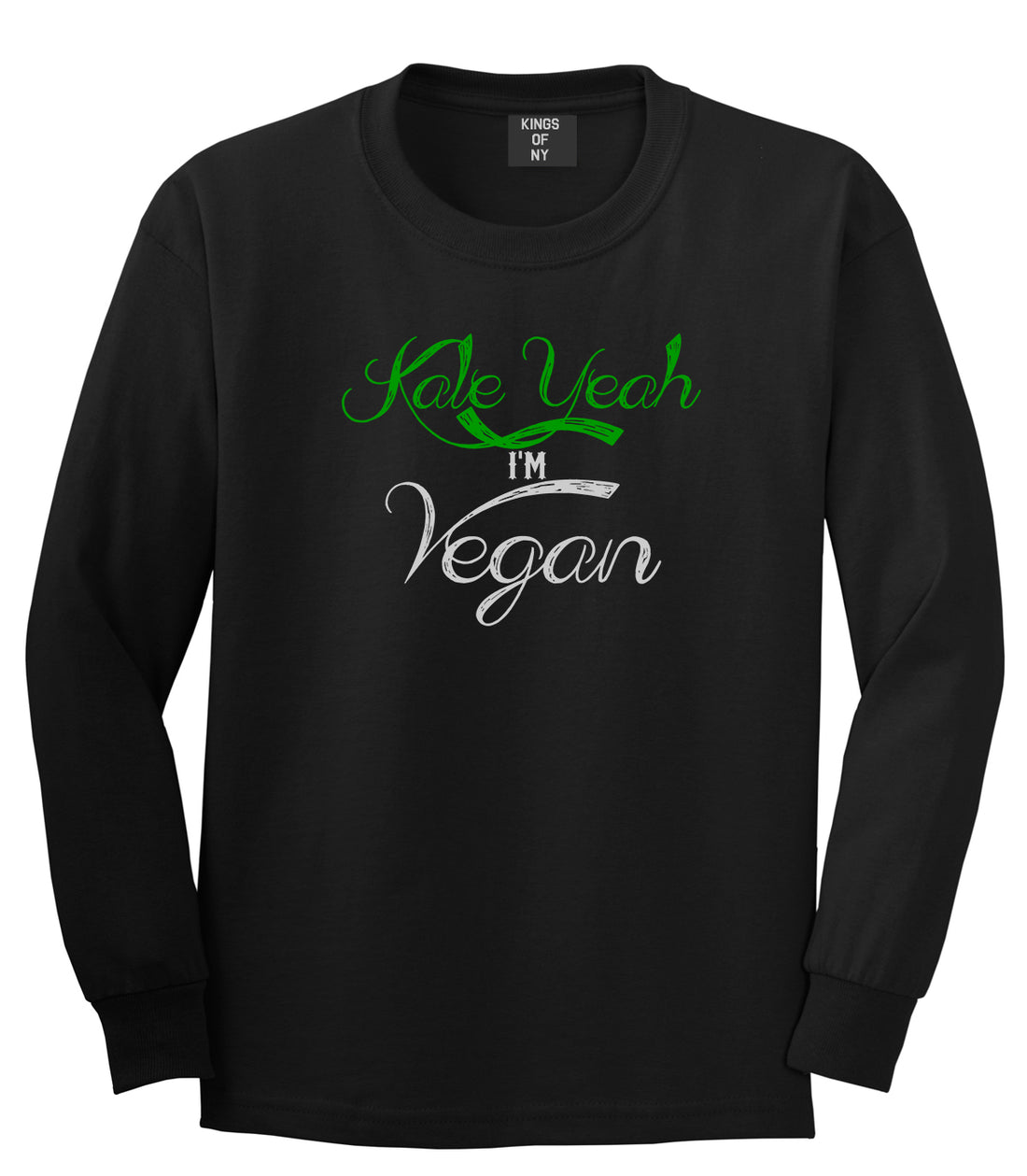 Kale Yeah Im Vegan Mens Long Sleeve T-Shirt Black