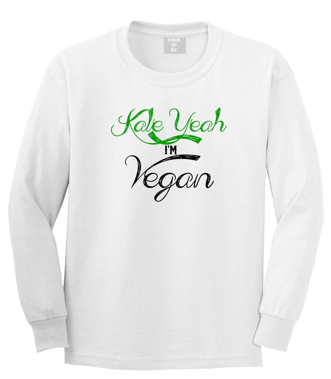 Kale Yeah Im Vegan Mens Long Sleeve T-Shirt White