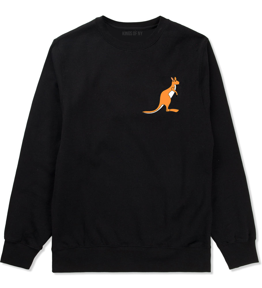 Kangaroo Animal Chest Mens Crewneck Sweatshirt Black