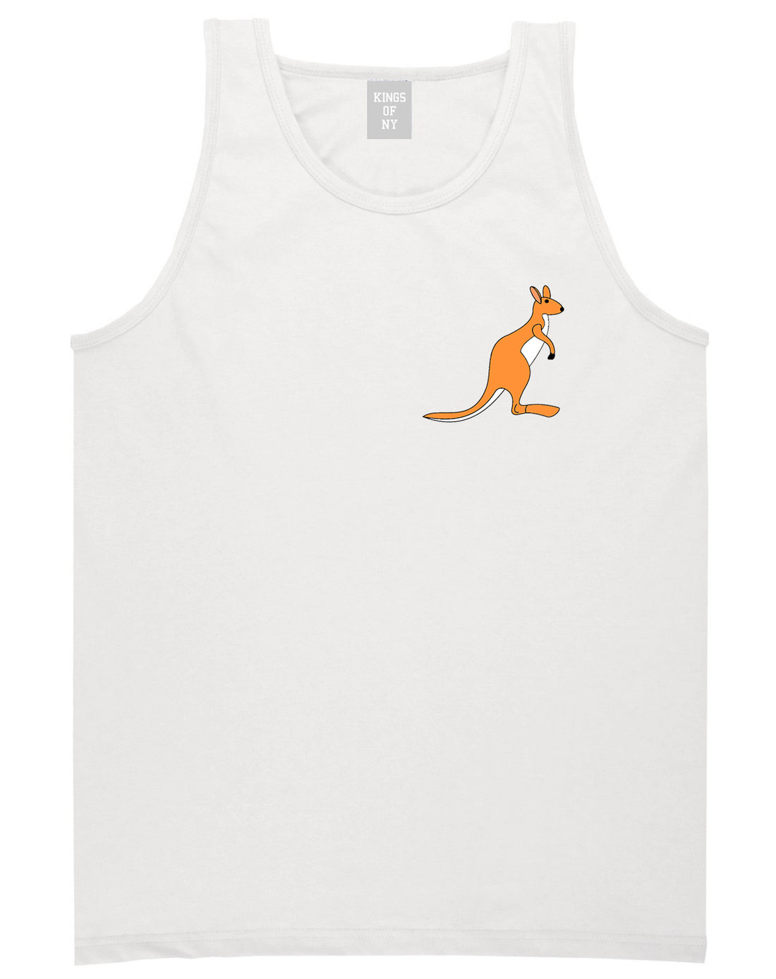 Kangaroo Animal Chest Mens Tank Top T-Shirt White