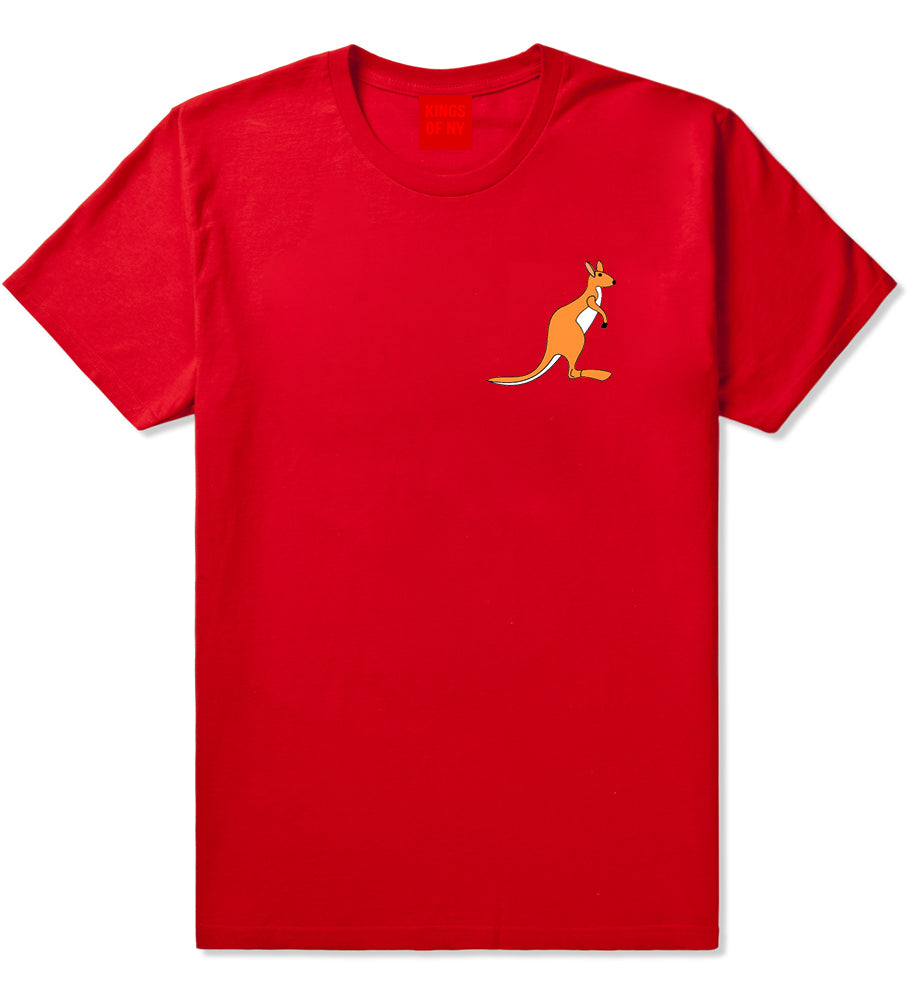 Kangaroo Animal Chest Mens T-Shirt Red