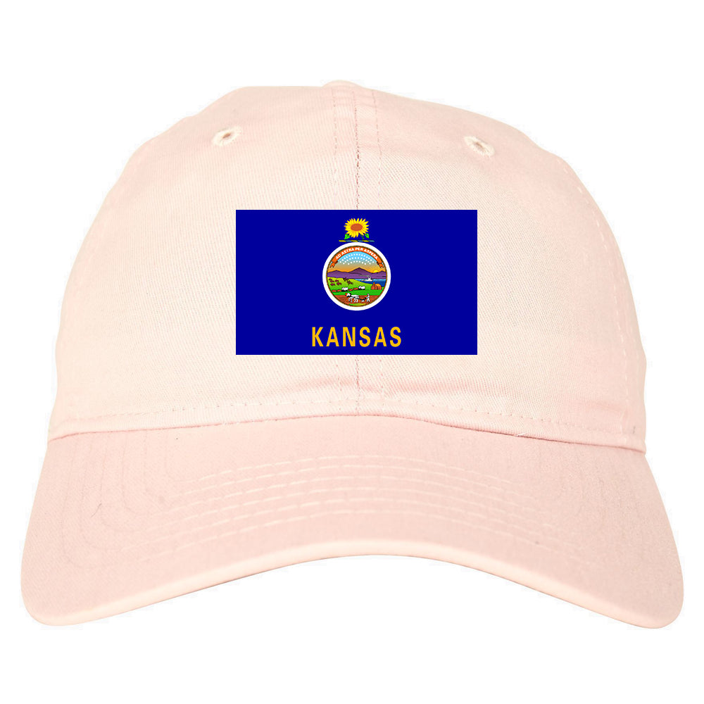 Kansas State Flag KS Chest Mens Dad Hat Pink