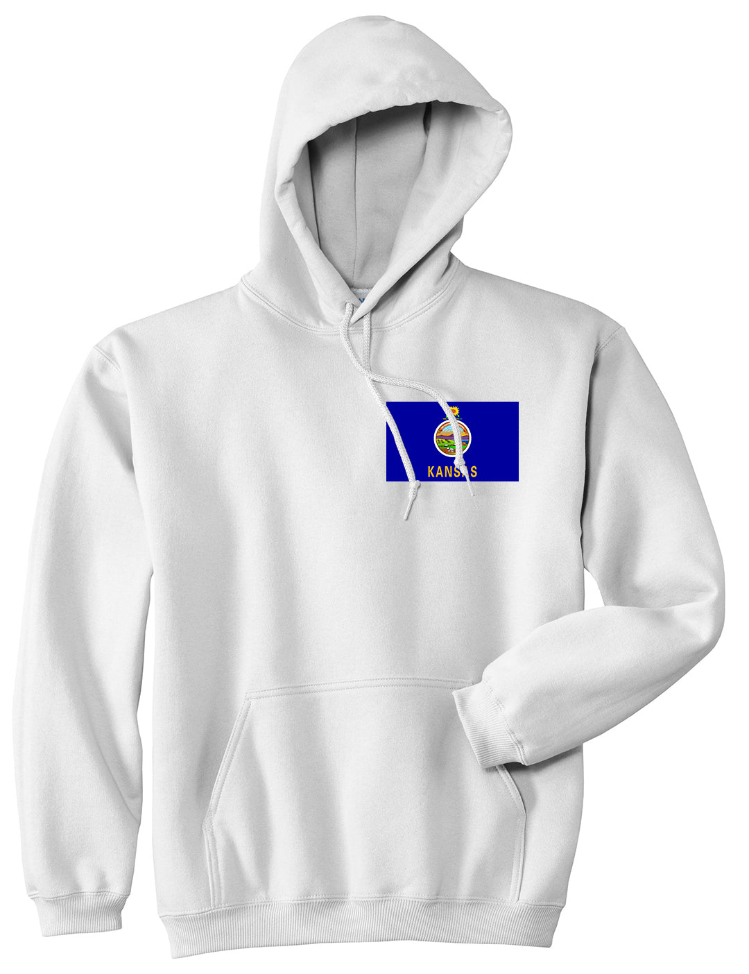 Kansas State Flag KS Chest Mens Pullover Hoodie White