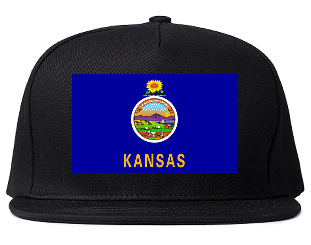 Kansas State Flag KS Chest Mens Snapback Hat Black