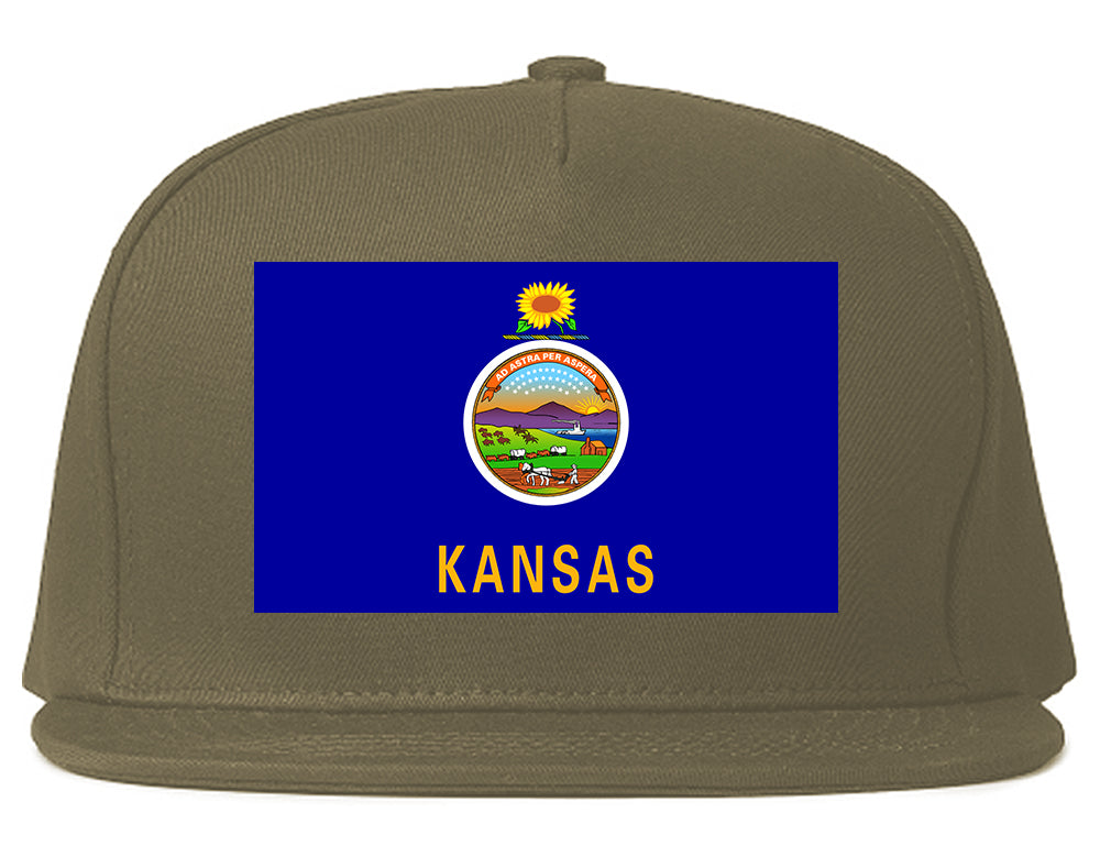 Kansas State Flag KS Chest Mens Snapback Hat Grey
