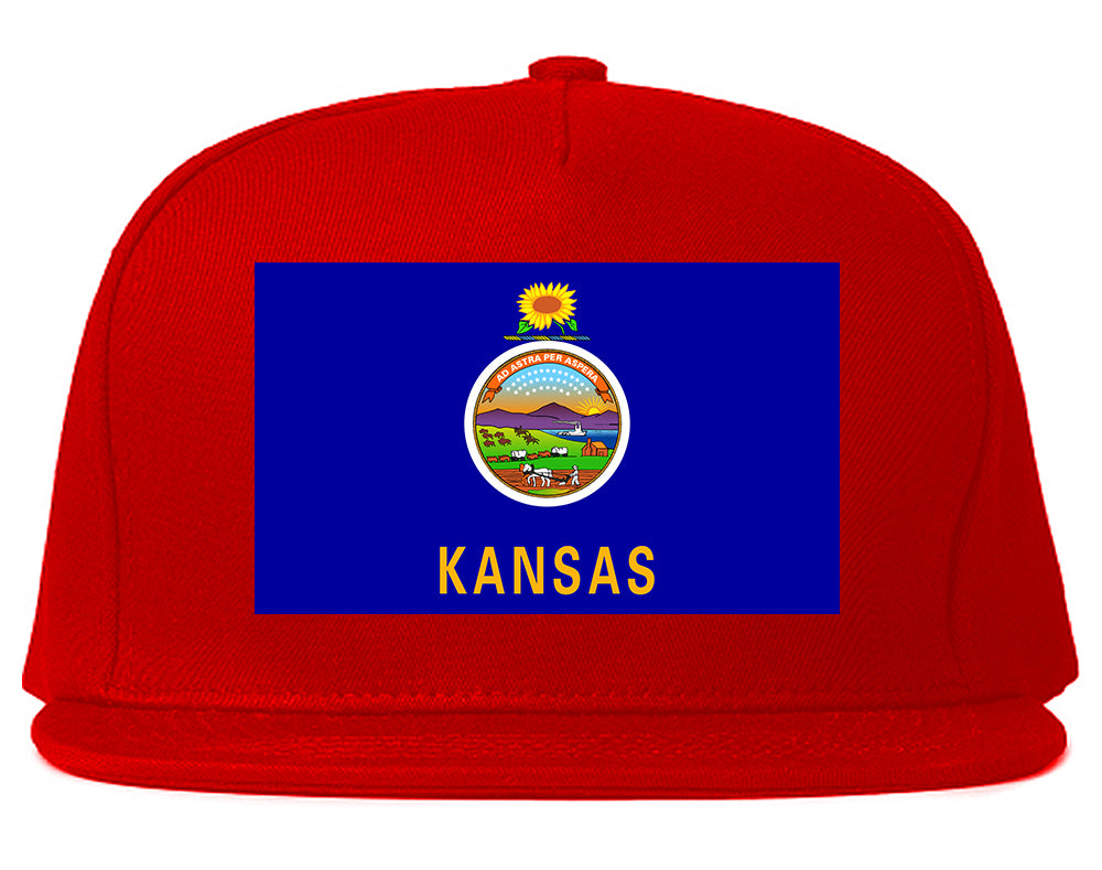 Kansas State Flag KS Chest Mens Snapback Hat Red