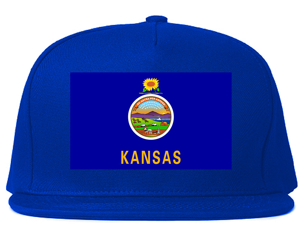 Kansas State Flag KS Chest Mens Snapback Hat Royal Blue