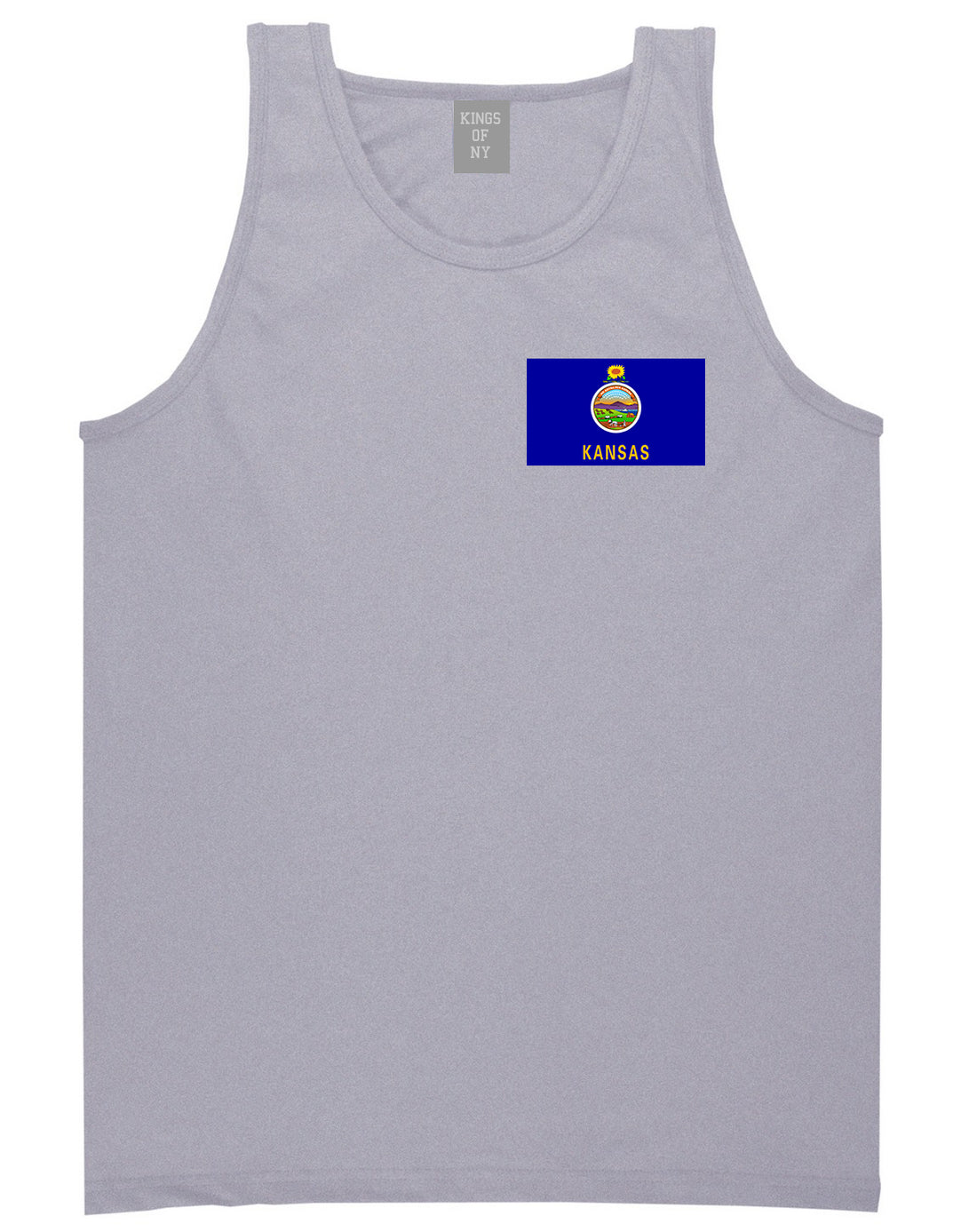 Kansas State Flag KS Chest Mens Tank Top T-Shirt Grey