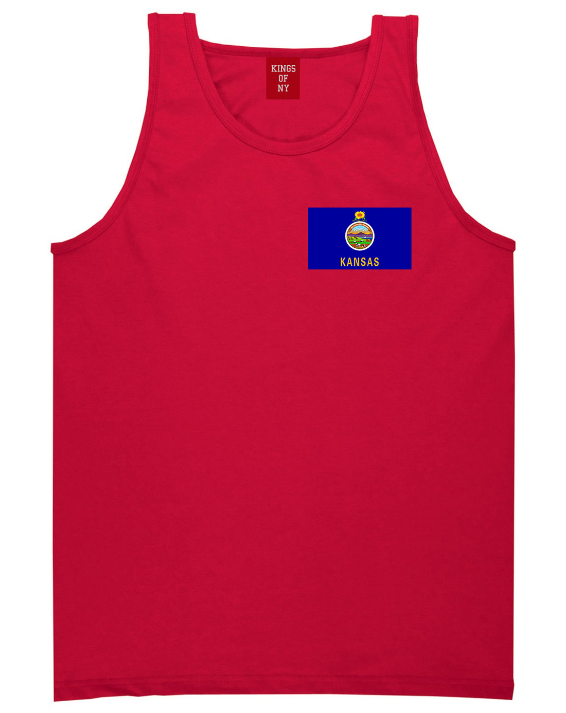 Kansas State Flag KS Chest Mens Tank Top T-Shirt Red