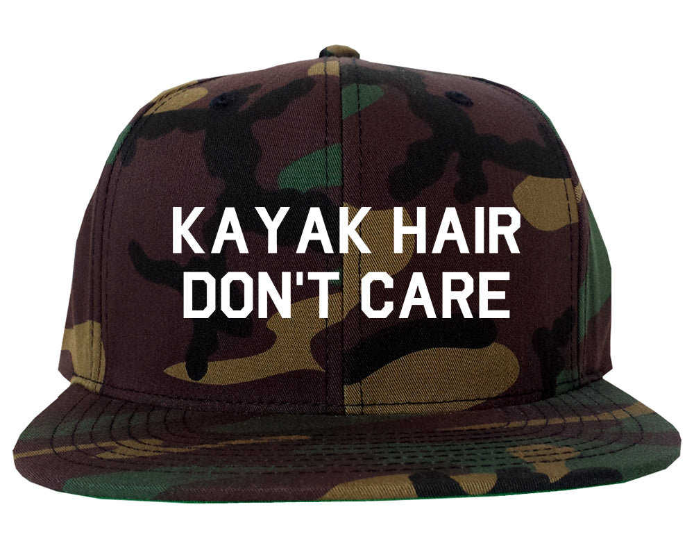 Kayak Hair Dont Care Mens Snapback Hat Green Camo